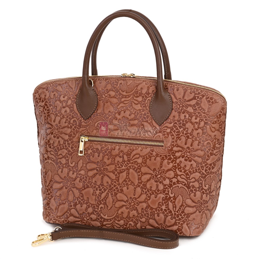 Елегантна дамска чанта от естествена кожа, в кафяв цвят Код: EK60