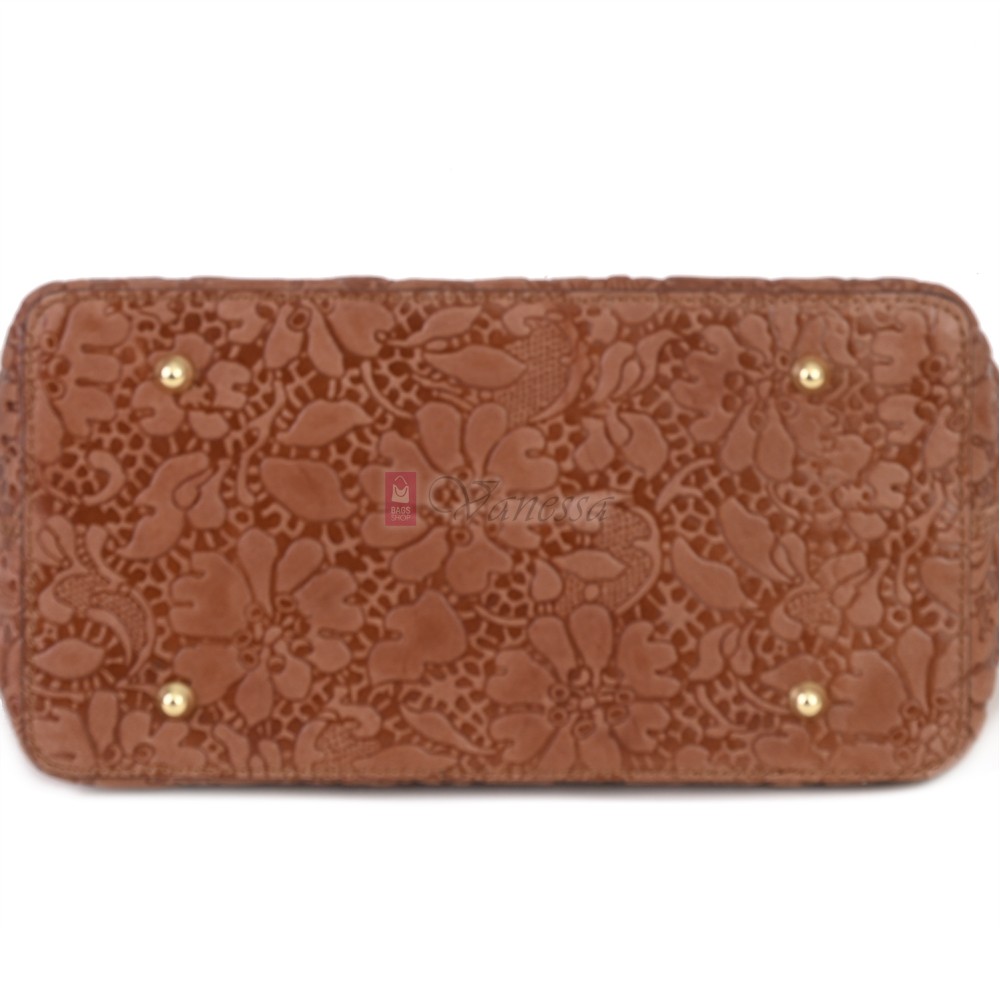 Елегантна дамска чанта от естествена кожа, в кафяв цвят Код: EK60