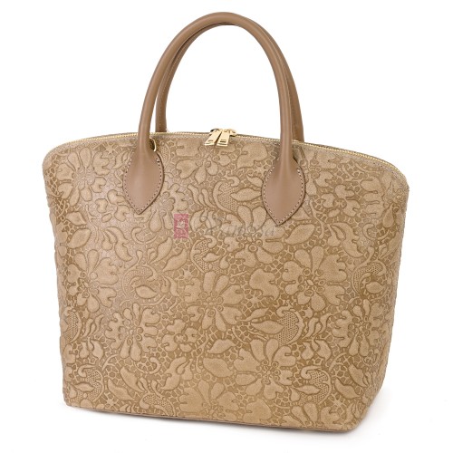 Елегантна дамска чанта от естествена кожа, в бежов цвят Код: EK60