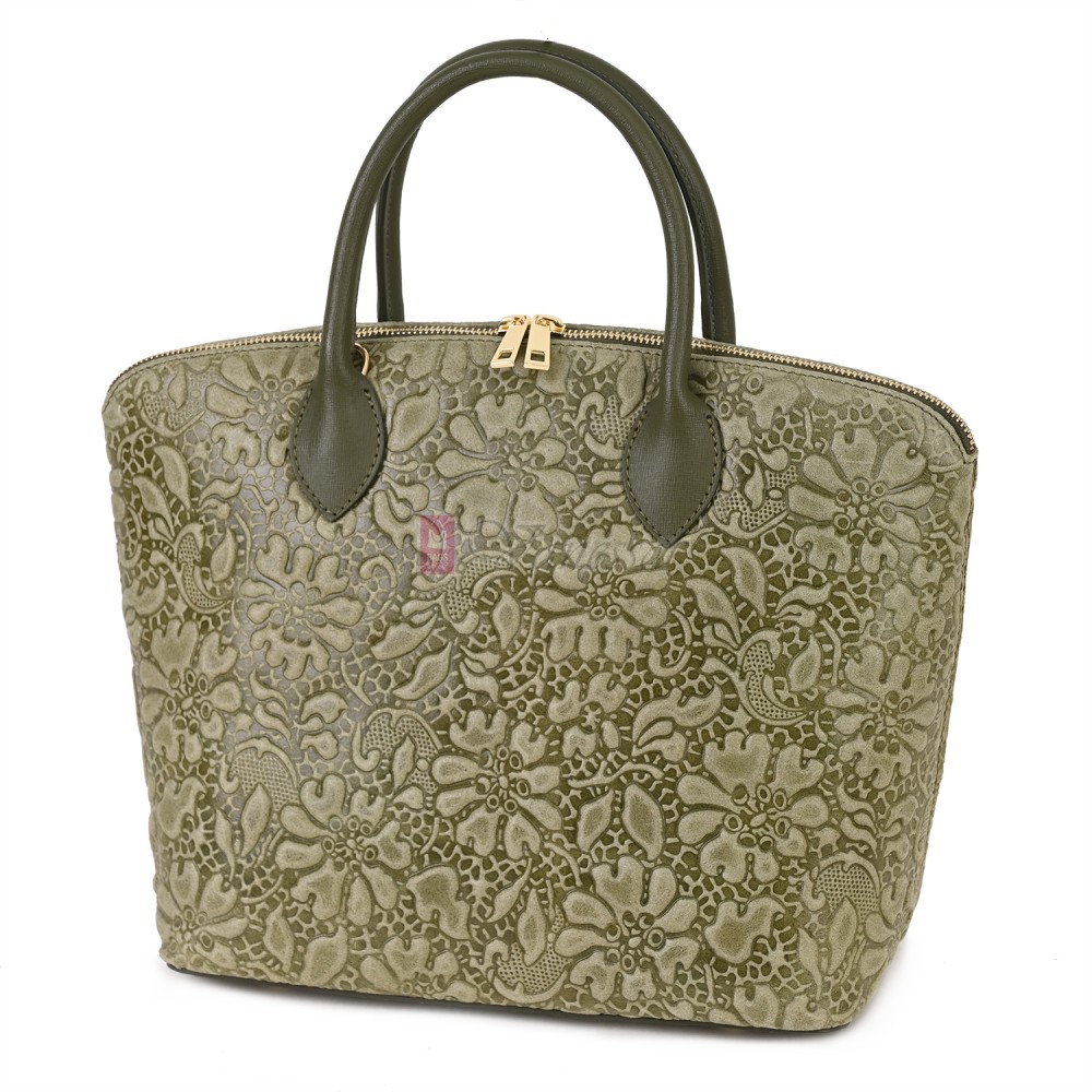 Елегантна дамска чанта от естествена кожа, в зелен цвят Код: EK60