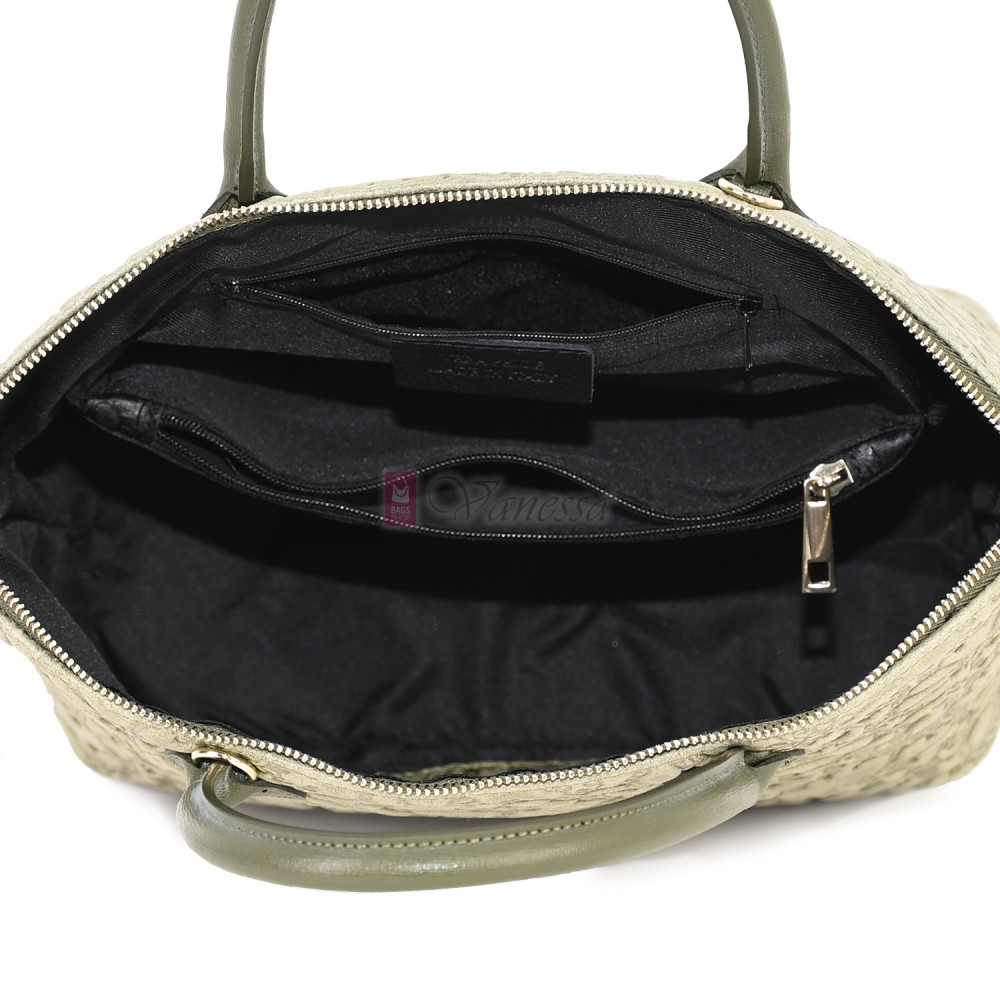 Елегантна дамска чанта от естествена кожа, в зелен цвят Код: EK60