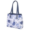 Голяма дамска чанта от естествена кожа в син цвят. Код: EK61D