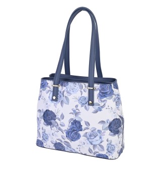 Голяма дамска чанта от естествена кожа в син цвят. Код: EK61D