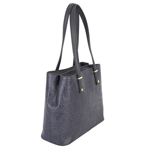 Голяма дамска чанта от естествена кожа в сив цвят. Код: EK61D