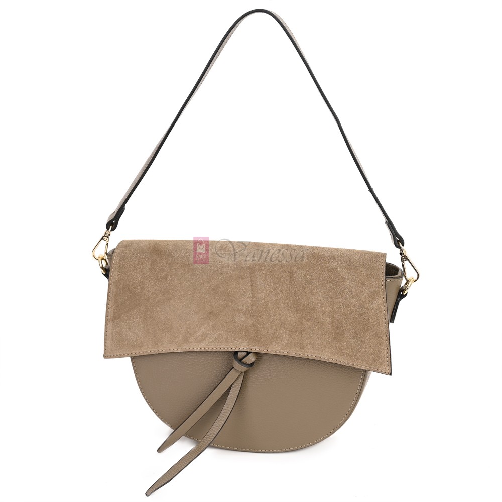 Ежедневна дамска чанта от естествена кожа, в бежов цвят Код: EK62-1