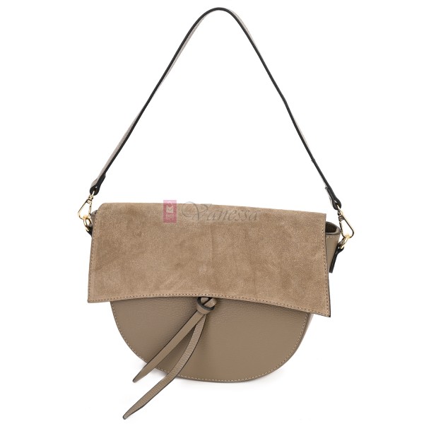 Ежедневна дамска чанта от естествена кожа, в бежов цвят Код: EK62-1