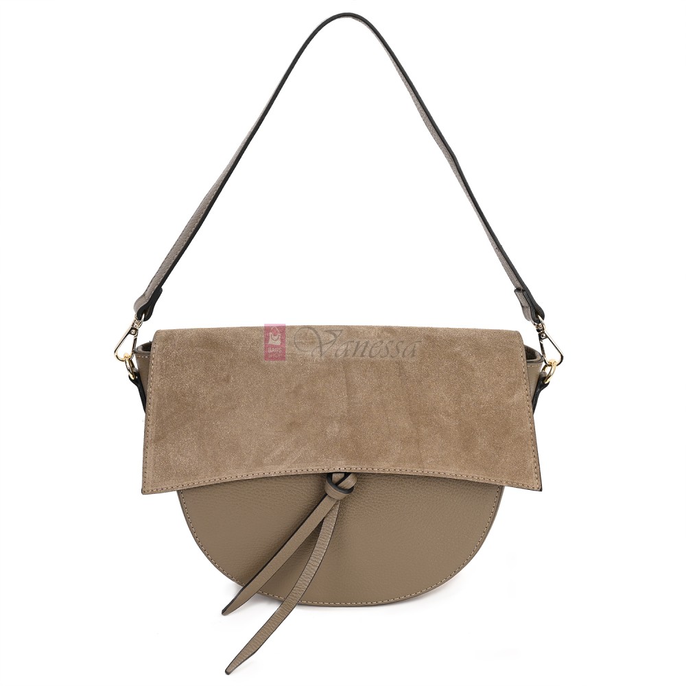 Ежедневна дамска чанта от естествена кожа, в бежов цвят Код: EK62-1