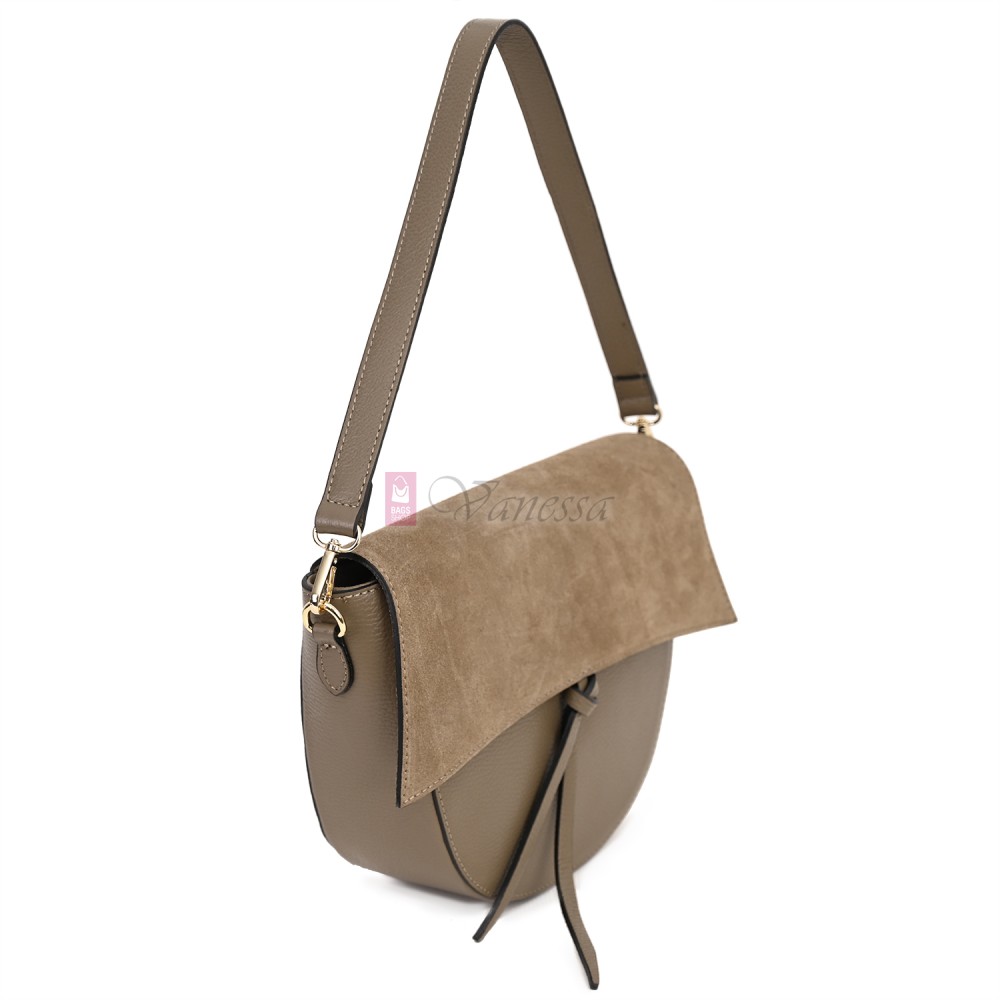 Ежедневна дамска чанта от естествена кожа, в бежов цвят Код: EK62-1