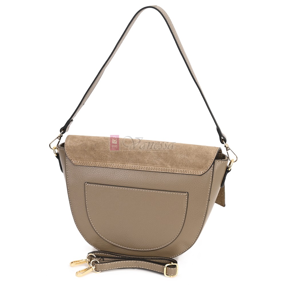 Ежедневна дамска чанта от естествена кожа, в бежов цвят Код: EK62-1