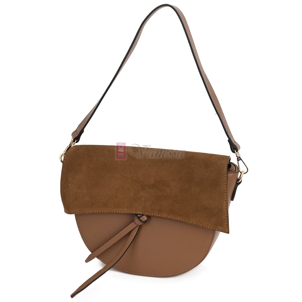 Ежедневна дамска чанта от естествена кожа, в кафяв цвят Код: EK62-1