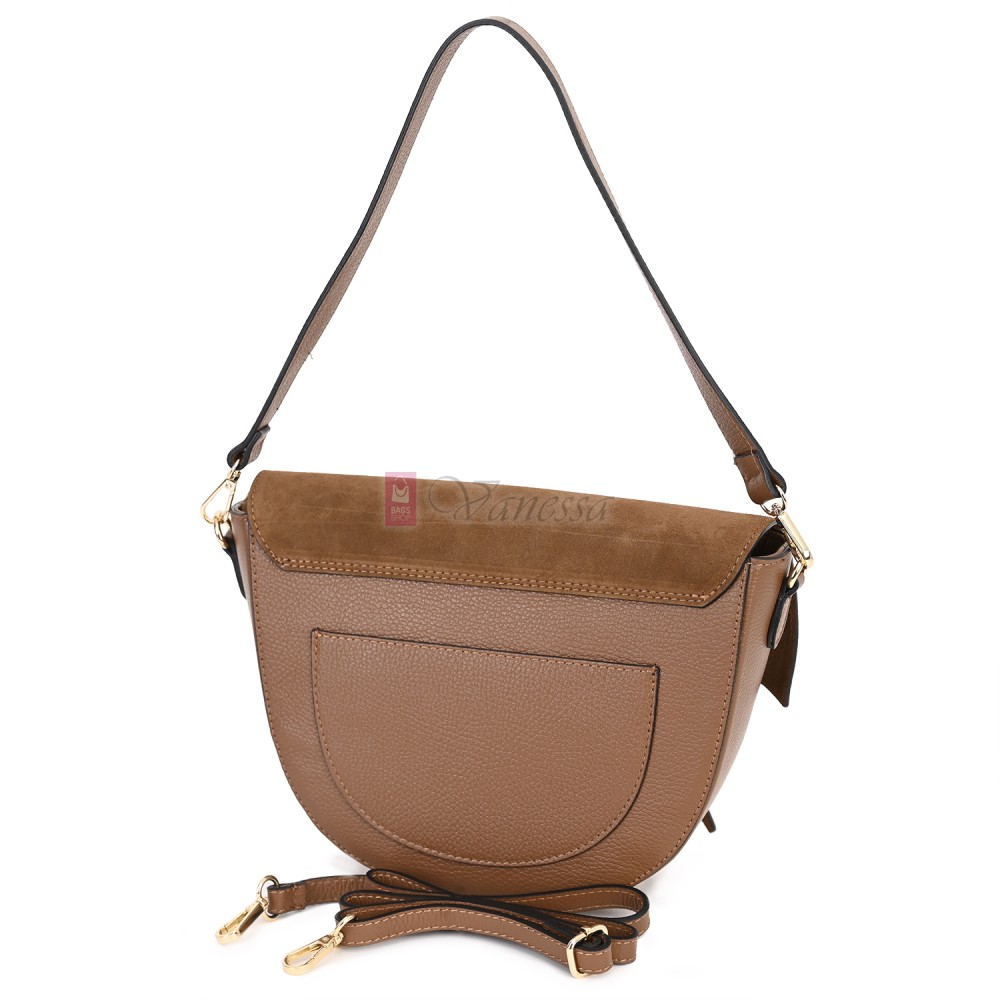 Ежедневна дамска чанта от естествена кожа, в кафяв цвят Код: EK62-1