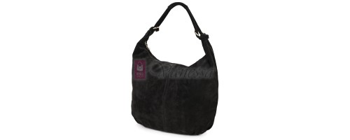 Голяма дамска чанта, от велурена естествена кожа, в черен цвят. Код: EK119/63