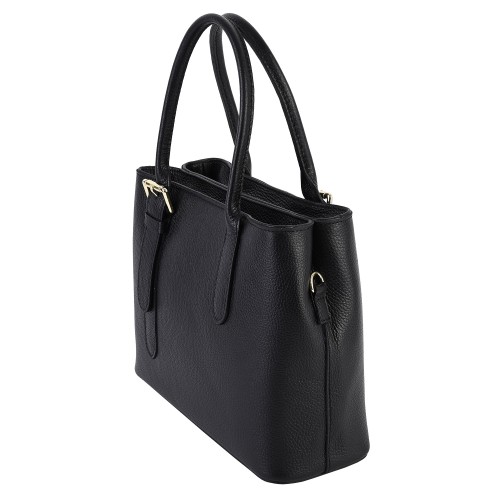 Дамска чанта от естествена кожа в черен цвят Код: EK636
