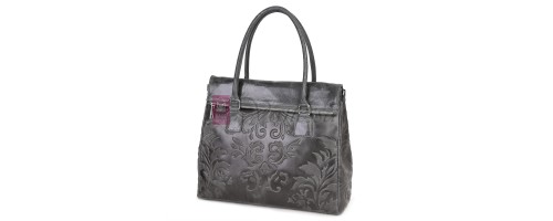 Голяма дамска чанта от естествена кожа в сив цвят Код: EK644