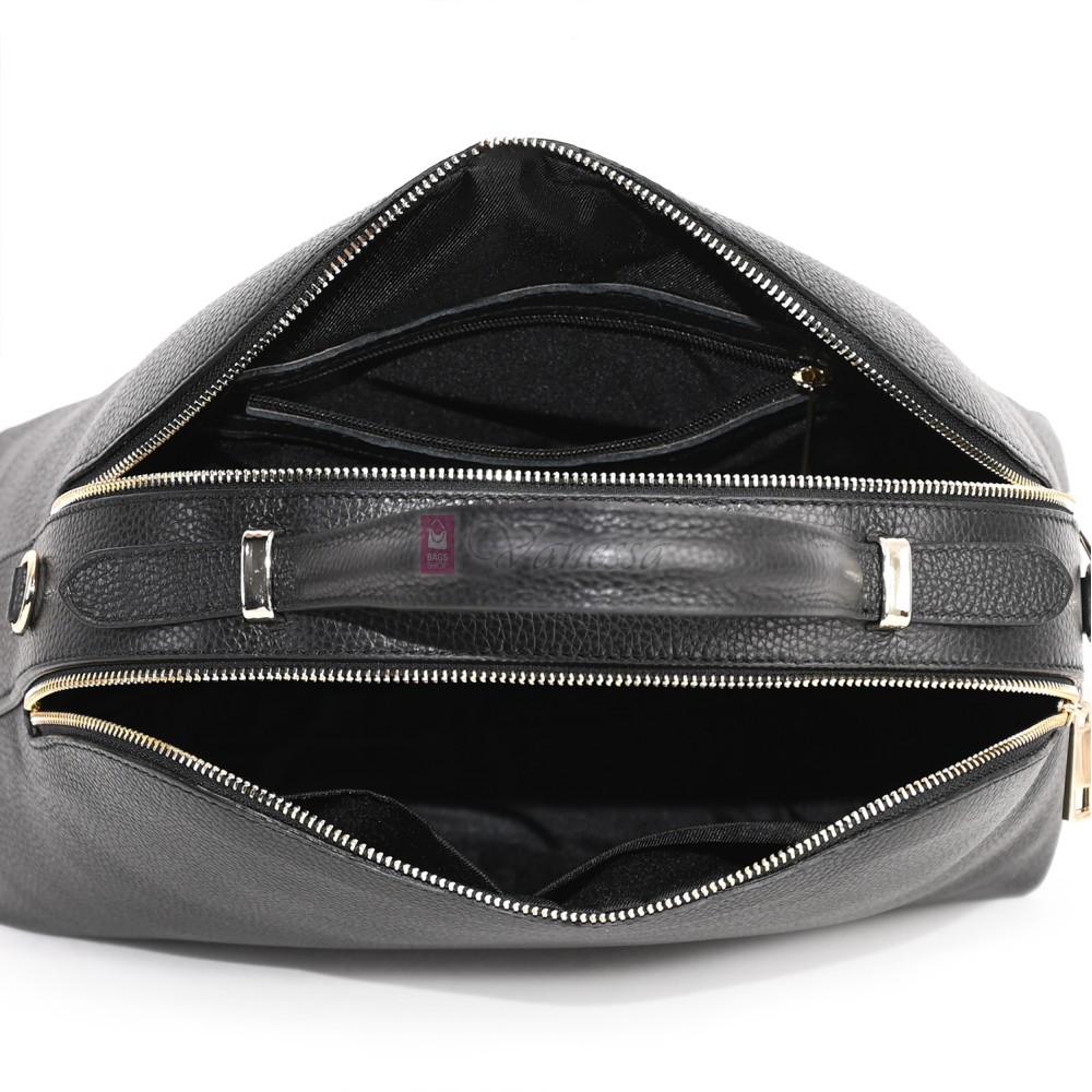 Дамска чанта, от естествена кожа, в черен цвят Код: EK65