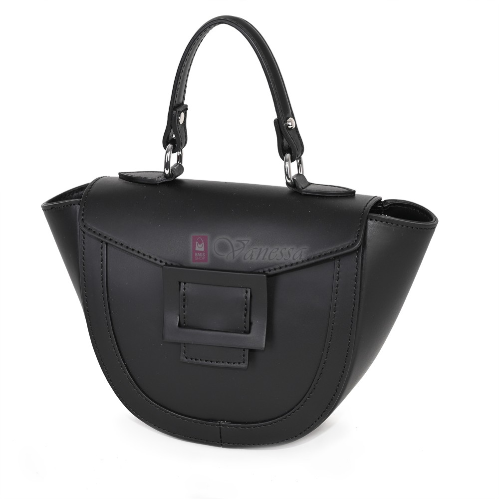 Елегантна, малка дамска чанта от естествена кожа, в черен цвят Код: EKL65