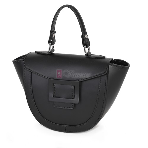 Елегантна, малка дамска чанта от естествена кожа, в черен цвят Код: EKL65