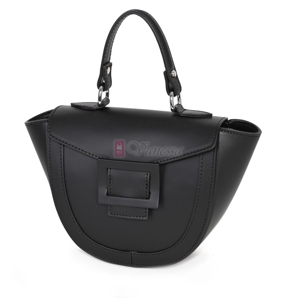 Елегантна, малка дамска чанта от естествена кожа, в черен цвят Код: EKL65
