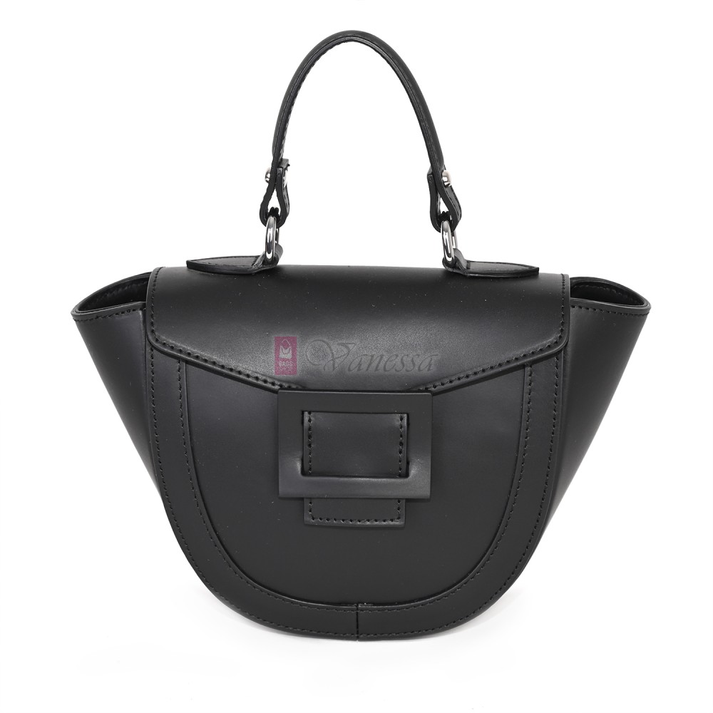 Елегантна, малка дамска чанта от естествена кожа, в черен цвят Код: EKL65