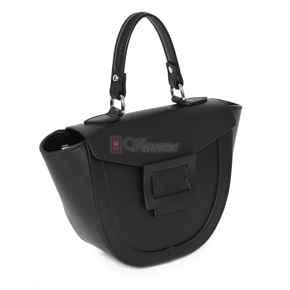 Елегантна, малка дамска чанта от естествена кожа, в черен цвят Код: EKL65