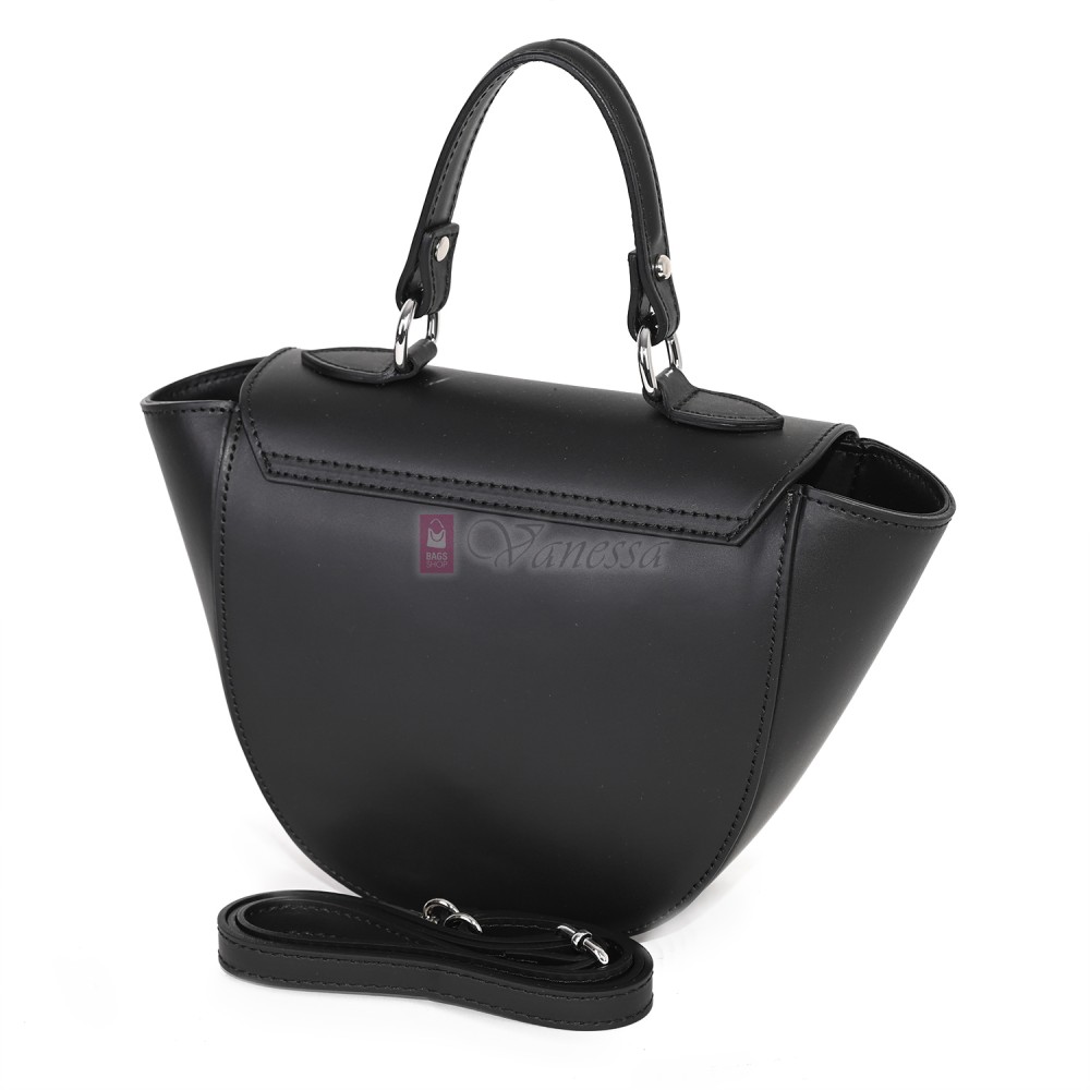 Елегантна, малка дамска чанта от естествена кожа, в черен цвят Код: EKL65