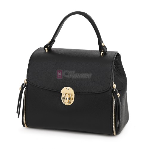  Дамска чанта от естествена кожа, в черен цвят. Код: EKM62