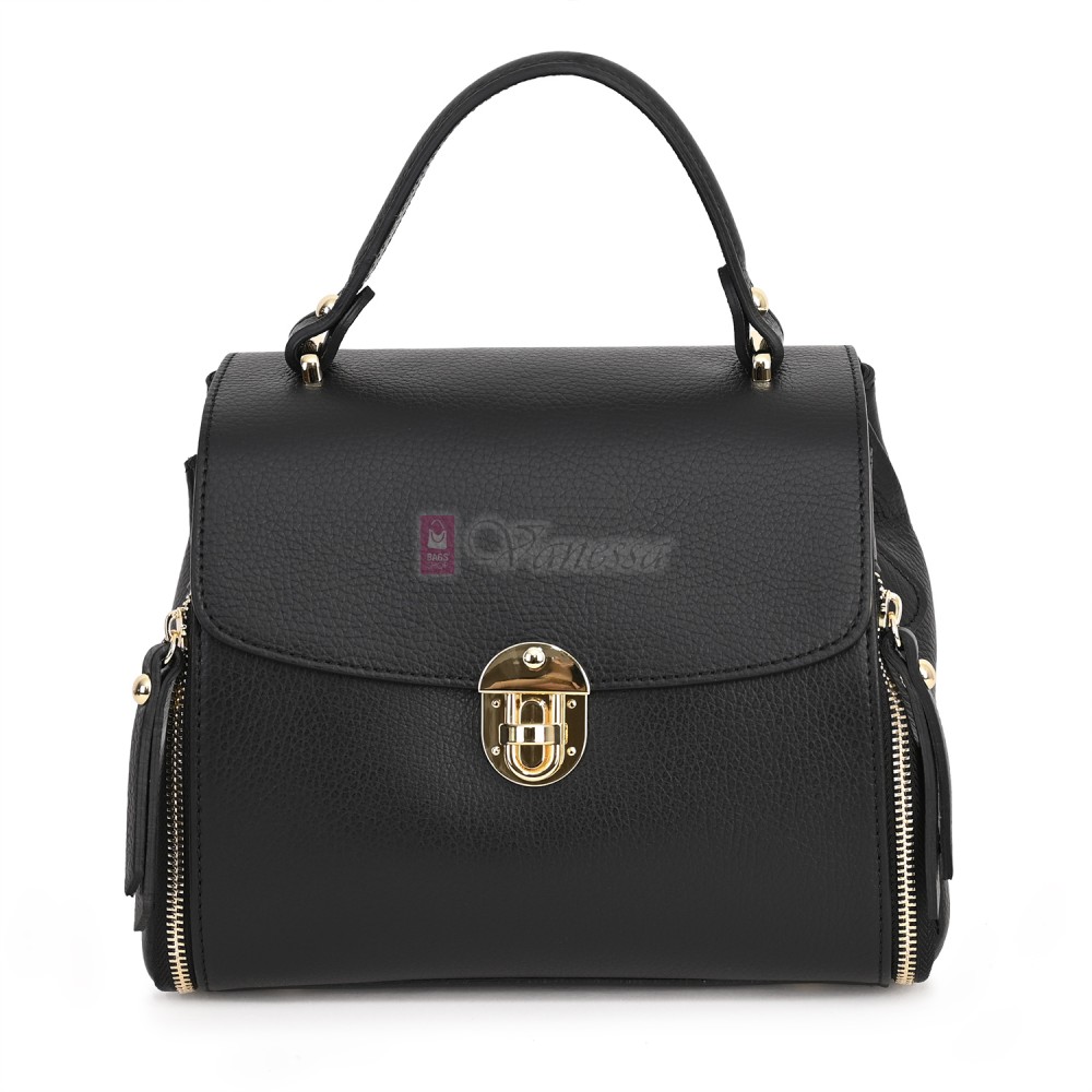  Дамска чанта от естествена кожа, в черен цвят. Код: EKM62