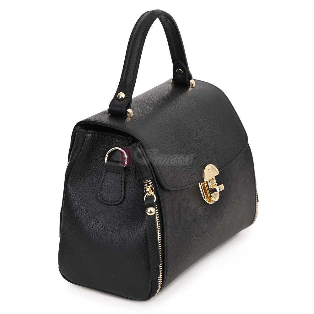  Дамска чанта от естествена кожа, в черен цвят. Код: EKM62