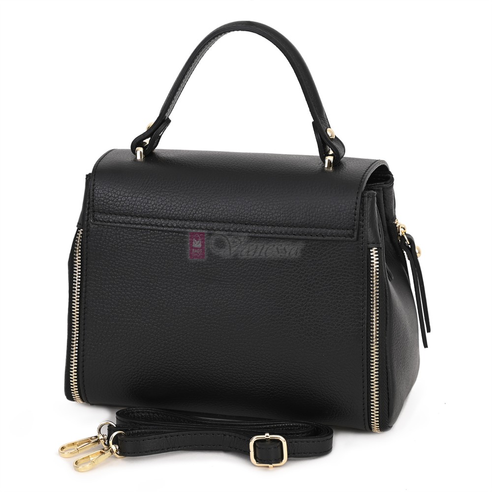  Дамска чанта от естествена кожа, в черен цвят. Код: EKM62