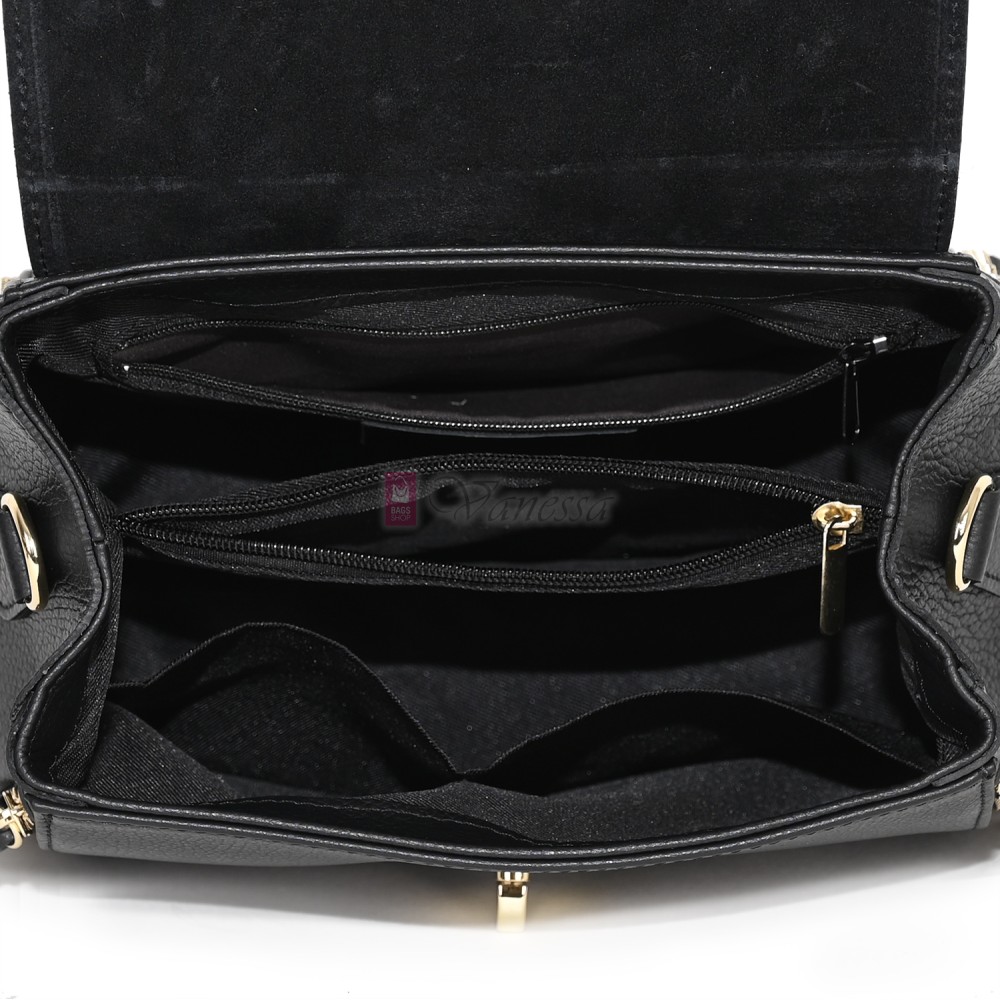  Дамска чанта от естествена кожа, в черен цвят. Код: EKM62