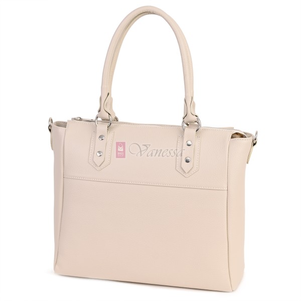 Дамска чанта от естествена кожа в светлобежов цвят. Код: EK65-1