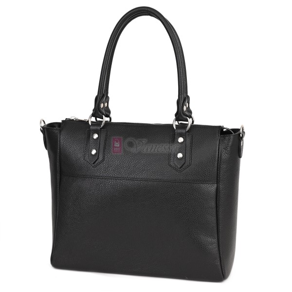 Дамска чанта от естествена кожа в черен цвят. Код: EK65-1