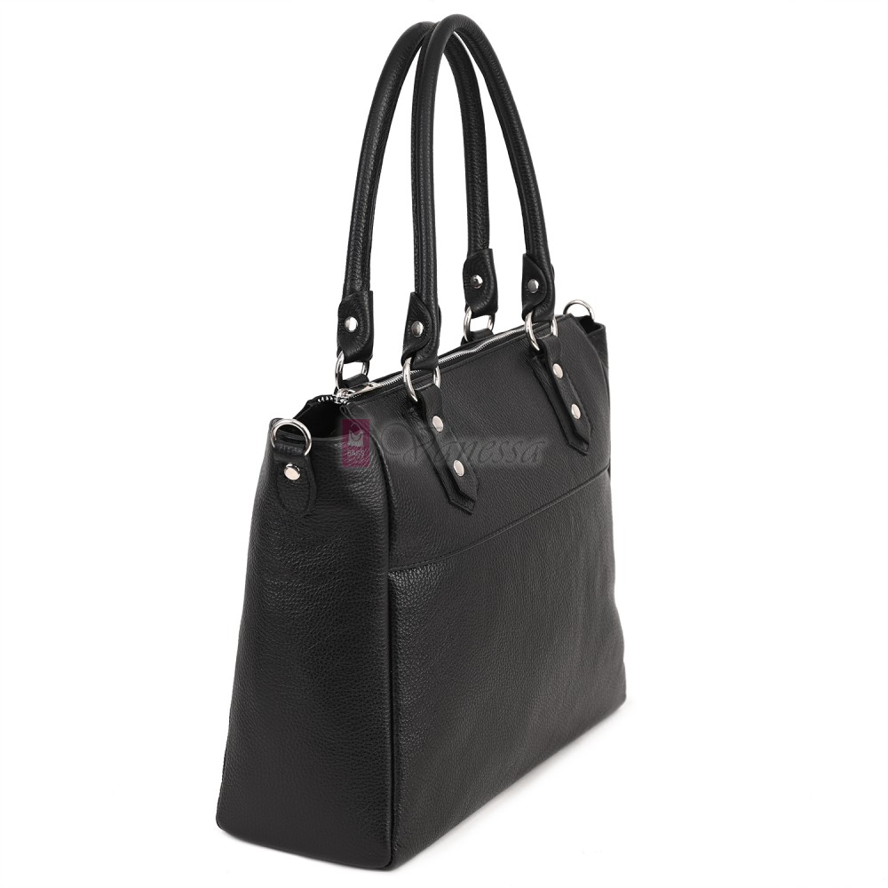 Дамска чанта от естествена кожа в черен цвят. Код: EK65-1