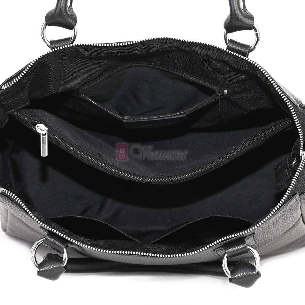 Дамска чанта от естествена кожа в черен цвят. Код: EK65-1