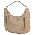 Голяма дамска чанта, от естествена кожа, в бежов цвят. Код: EK66
