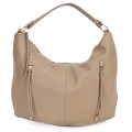 Голяма дамска чанта, от естествена кожа, в бежов цвят. Код: EK66
