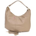 Голяма дамска чанта, от естествена кожа, в бежов цвят. Код: EK66