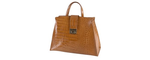 Дамска чанта от естествена кожа в кафяв цвят. Код: EK67