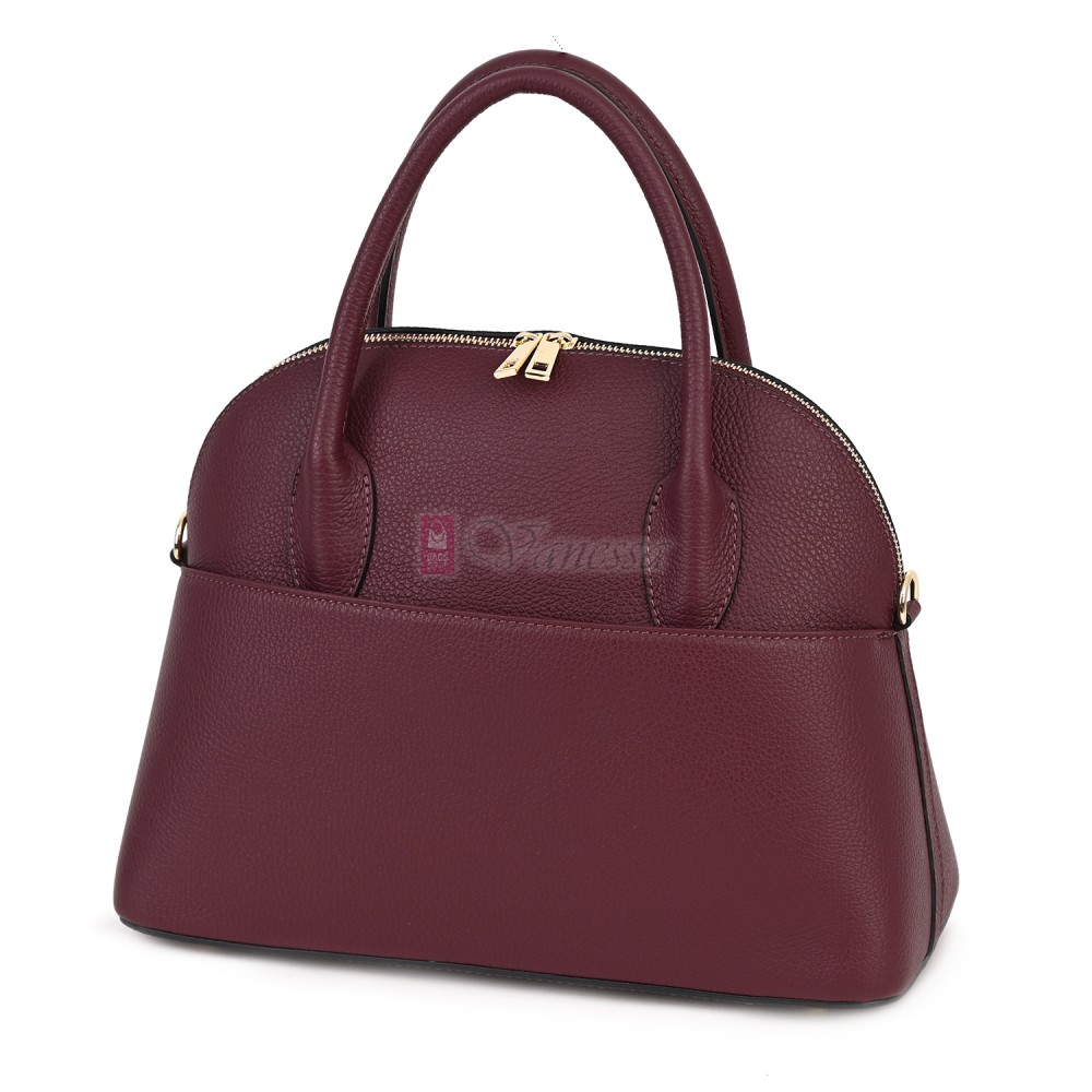 Дамска чанта от естествена кожа, в цвят бордо Код: EK69-1