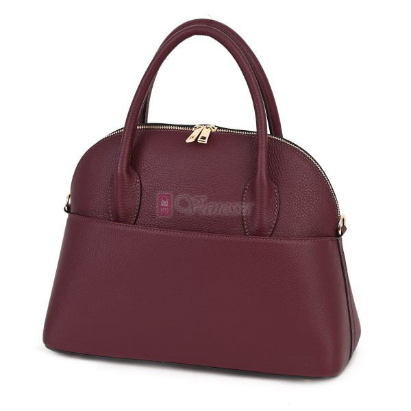 Дамска чанта от естествена кожа, в цвят бордо Код: EK69-1
