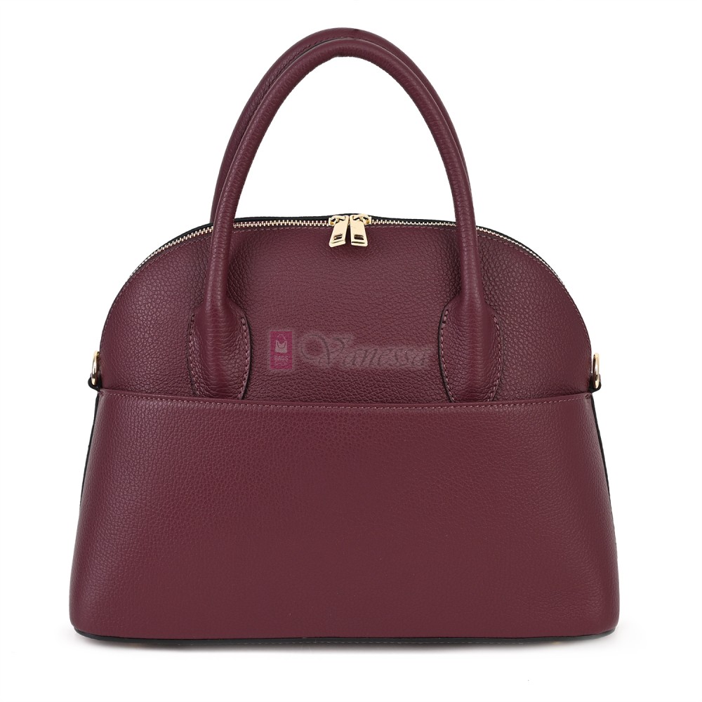 Дамска чанта от естествена кожа, в цвят бордо Код: EK69-1