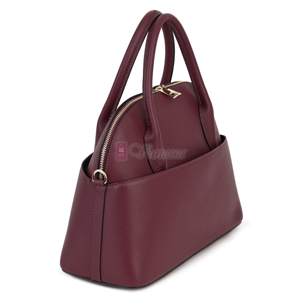 Дамска чанта от естествена кожа, в цвят бордо Код: EK69-1