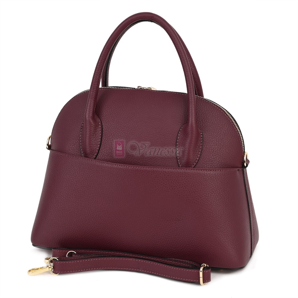 Дамска чанта от естествена кожа, в цвят бордо Код: EK69-1