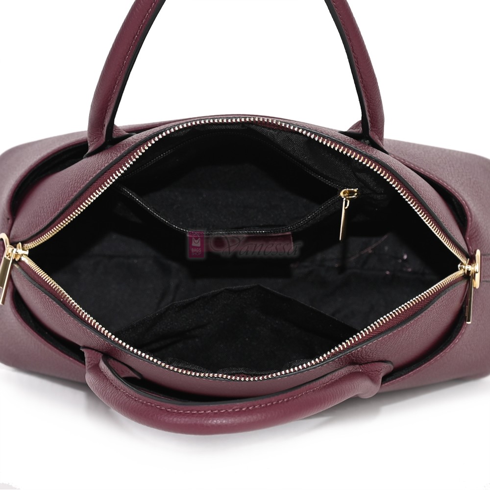 Дамска чанта от естествена кожа, в цвят бордо Код: EK69-1