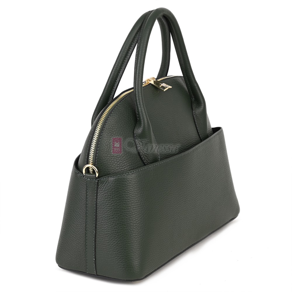 Дамска чанта от естествена кожа, в тъмнозелен цвят Код: EK69-1