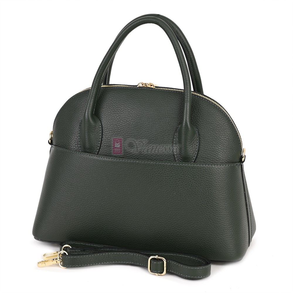 Дамска чанта от естествена кожа, в тъмнозелен цвят Код: EK69-1