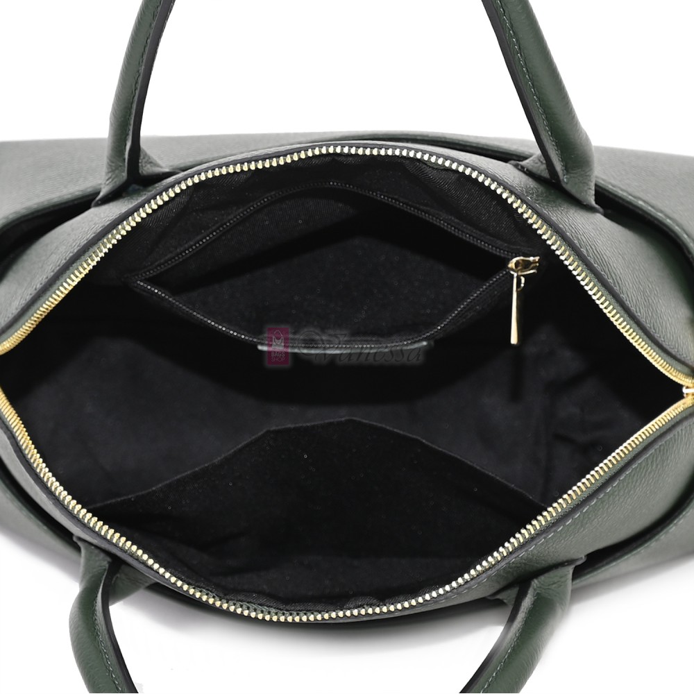 Дамска чанта от естествена кожа, в тъмнозелен цвят Код: EK69-1