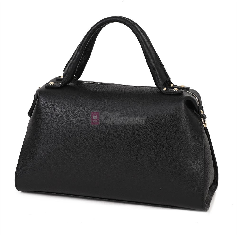 Голяма дамска чанта от естествена кожа, в черен цвят Код: EKG75