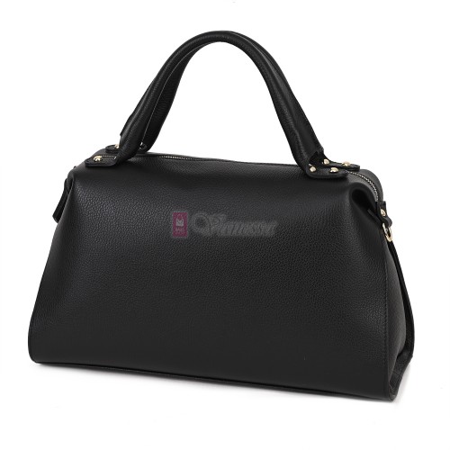 Голяма дамска чанта от естествена кожа, в черен цвят Код: EKG75