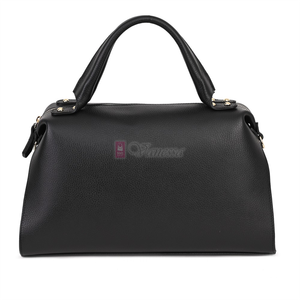 Голяма дамска чанта от естествена кожа, в черен цвят Код: EKG75